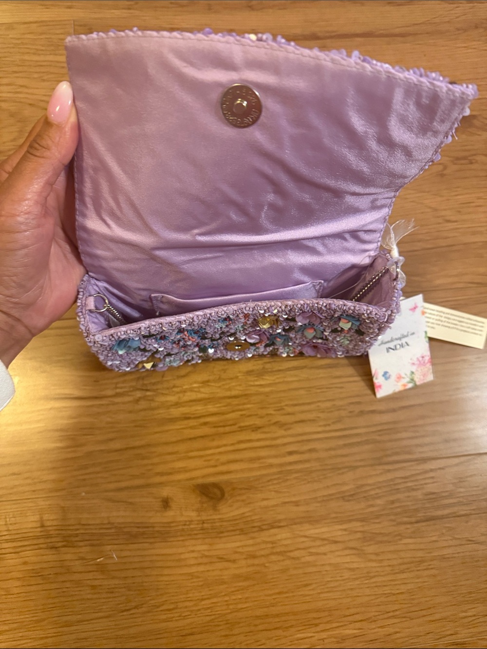 Handmade Lavender Beaded Clutch - India - Picture 3 of 5